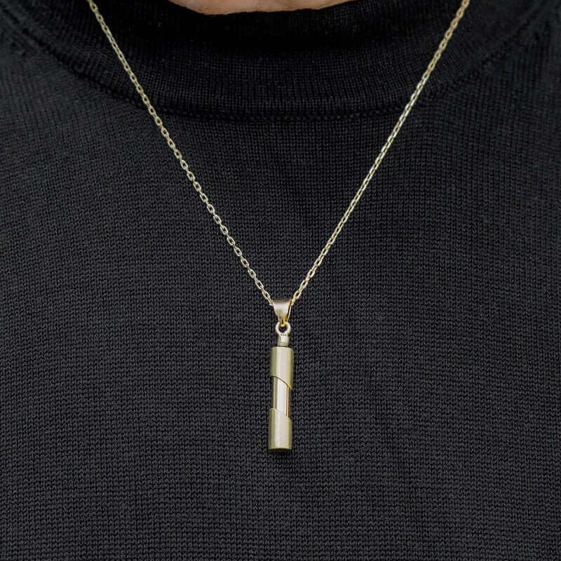 Cara Keepsakes Gold Pendant Urns Gold Cylinder Pendant Urn (10K)