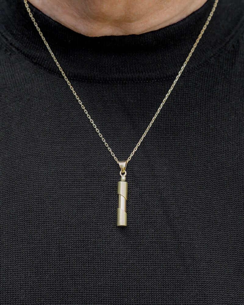 Cara Keepsakes Gold Pendant Urns Gold Cylinder Pendant Urn (10K)