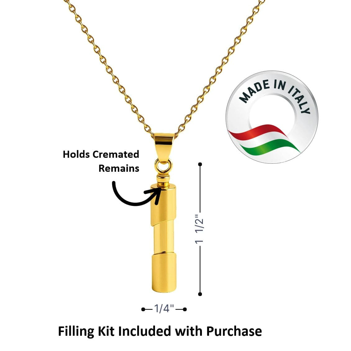 Cara Keepsakes Gold Pendant Urns Gold Cylinder Pendant Urn (10K)