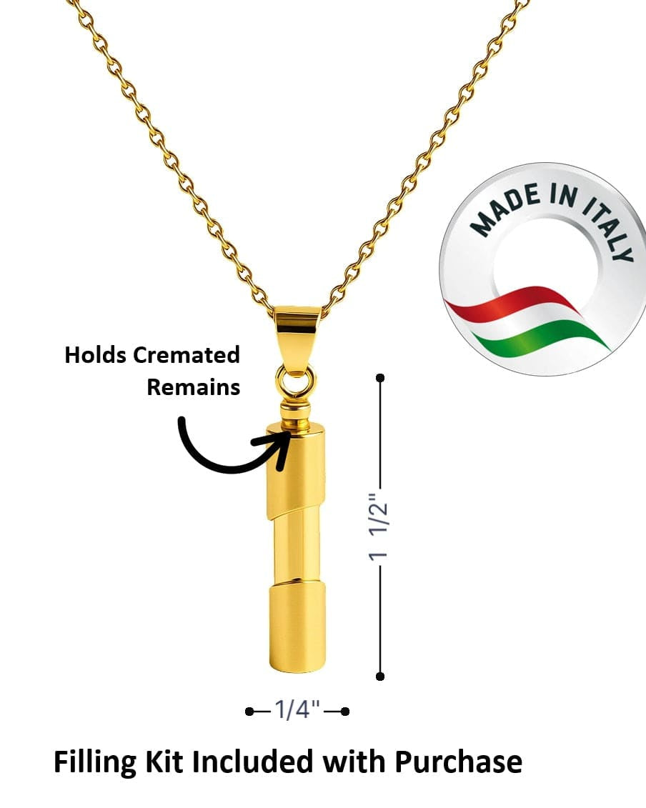 Cara Keepsakes Gold Pendant Urns Gold Cylinder Pendant Urn (10K)