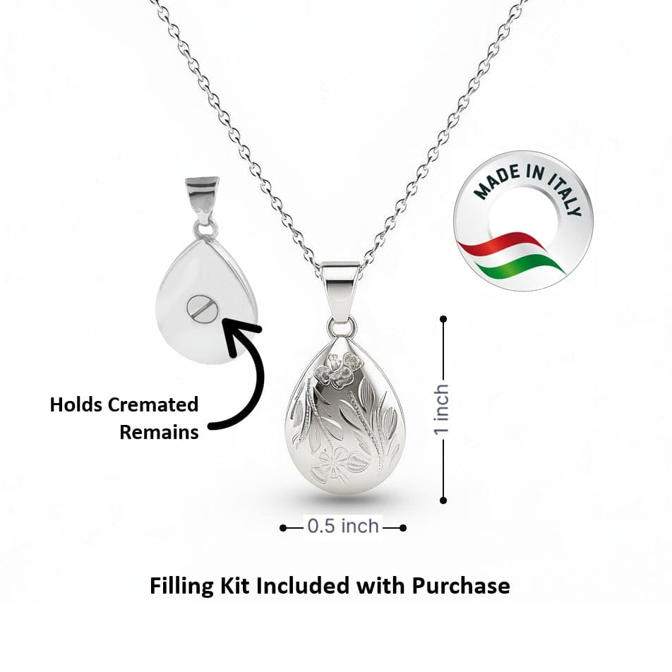 Cara Keepsakes Silver Pendant Urns 'Poppy' Teardrop Pendant Urn