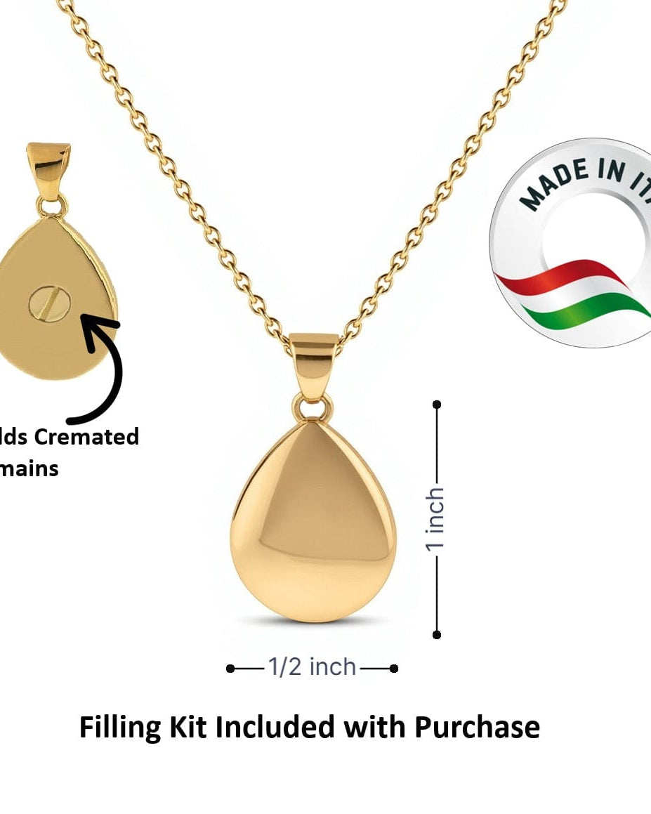 Cara Keepsakes Gold Pendant Urns Gold Teardrop Pendant Urn (10K)