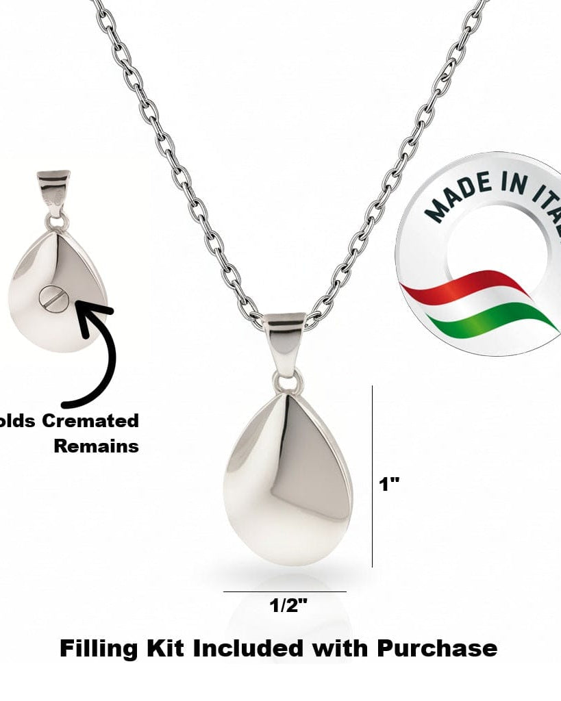 Cara Keepsakes Silver Pendant Urns Silver Teardrop Pendant Urn