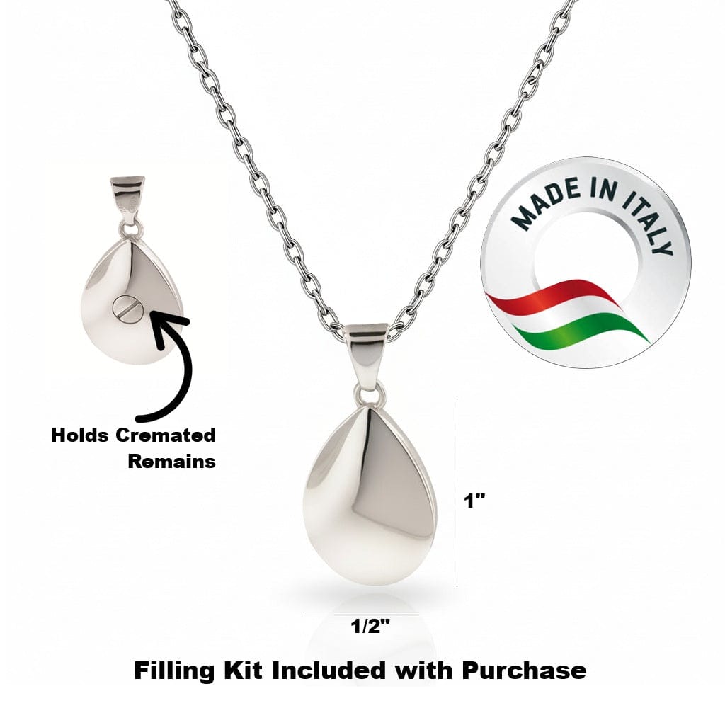 Cara Keepsakes Silver Pendant Urns Silver Teardrop Pendant Urn