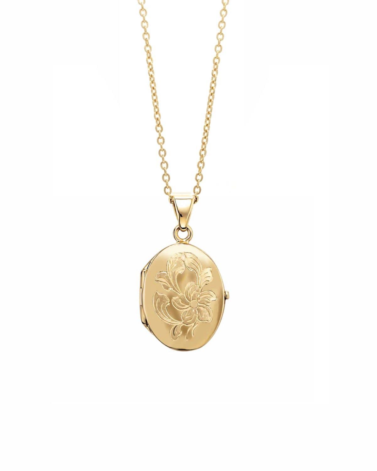 Cara Keepsakes Gold Locket Urns Gold Oval 'Wildflower' Locket Urn (10K)