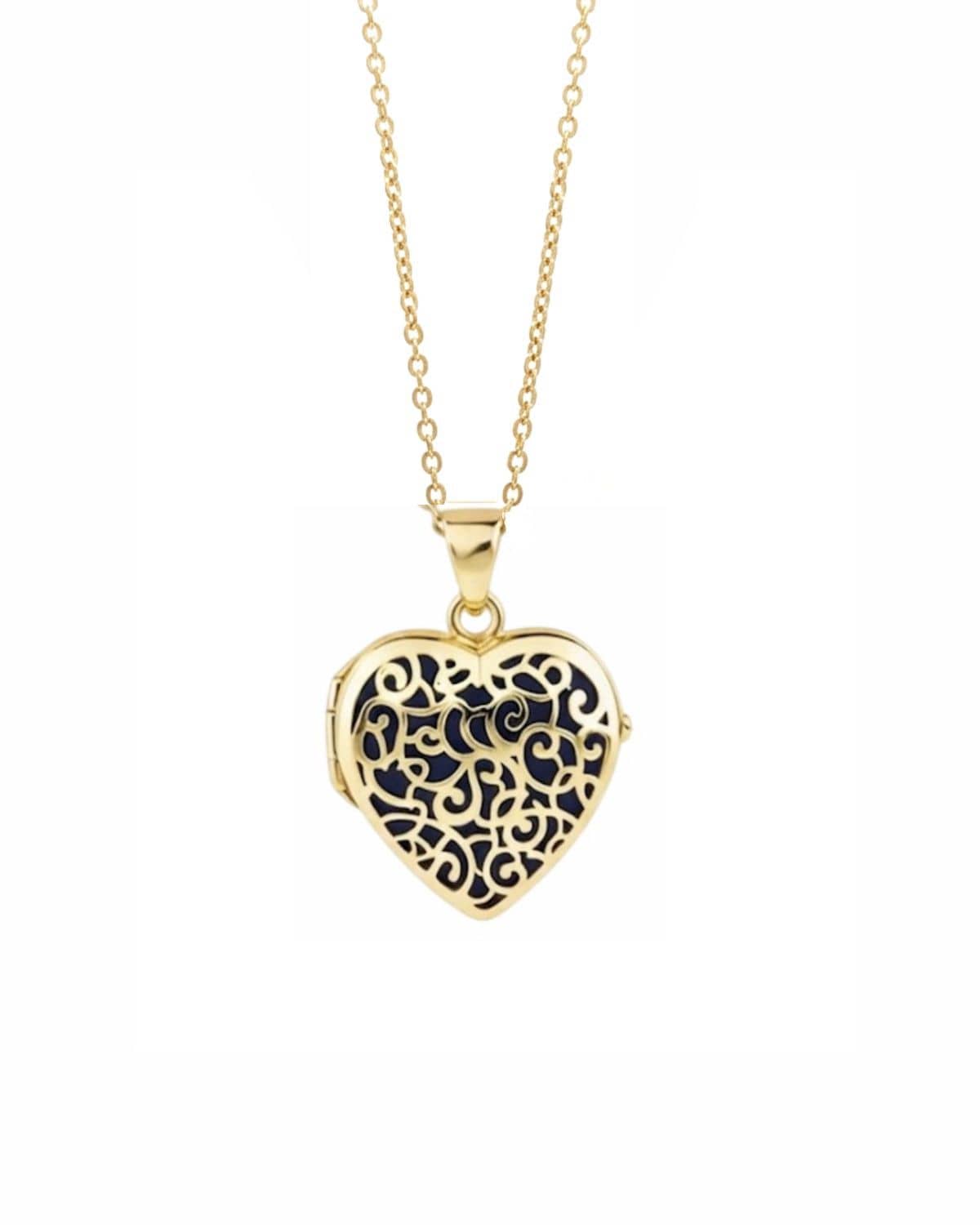 Cara Keepsakes Gold Locket Urns Gold Filigree Heart Locket Urn (14K)