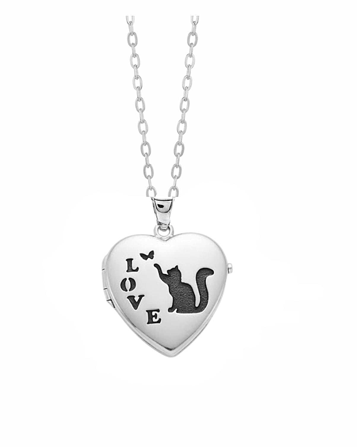 Cara Keepsakes Silver Locket Urns Black Cat Cat Locket Urn