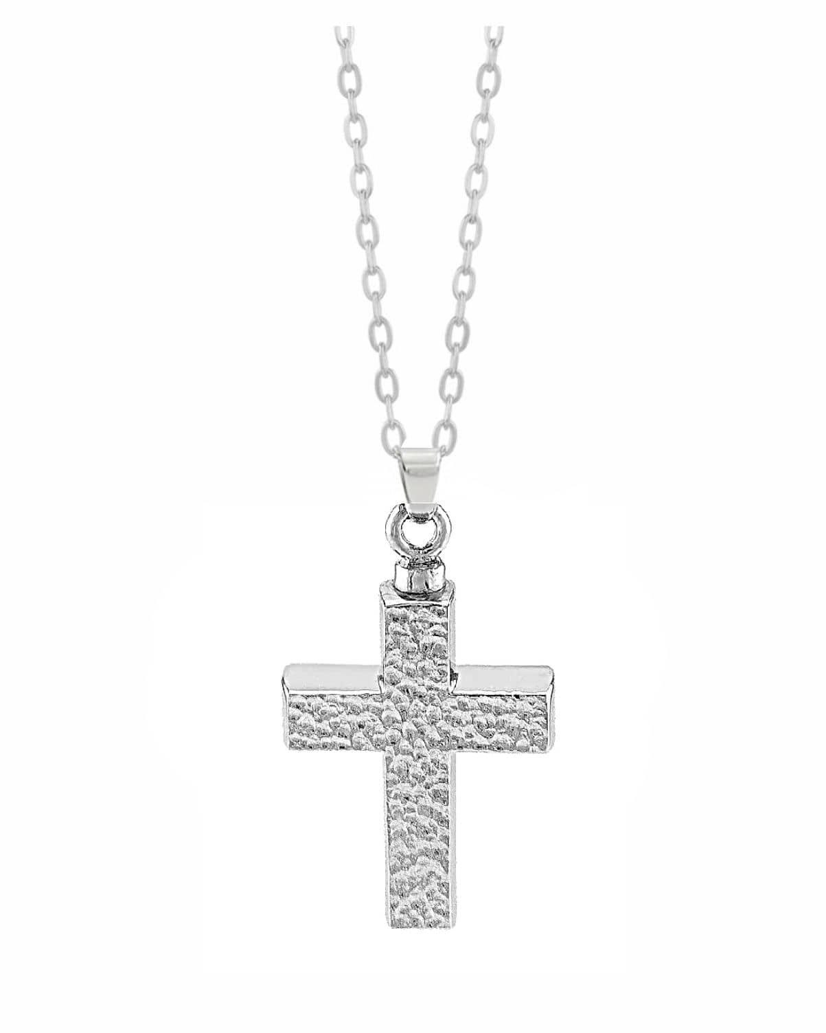 Cara Keepsakes Silver Pendant Urns Hammered Cross Pendant Urn