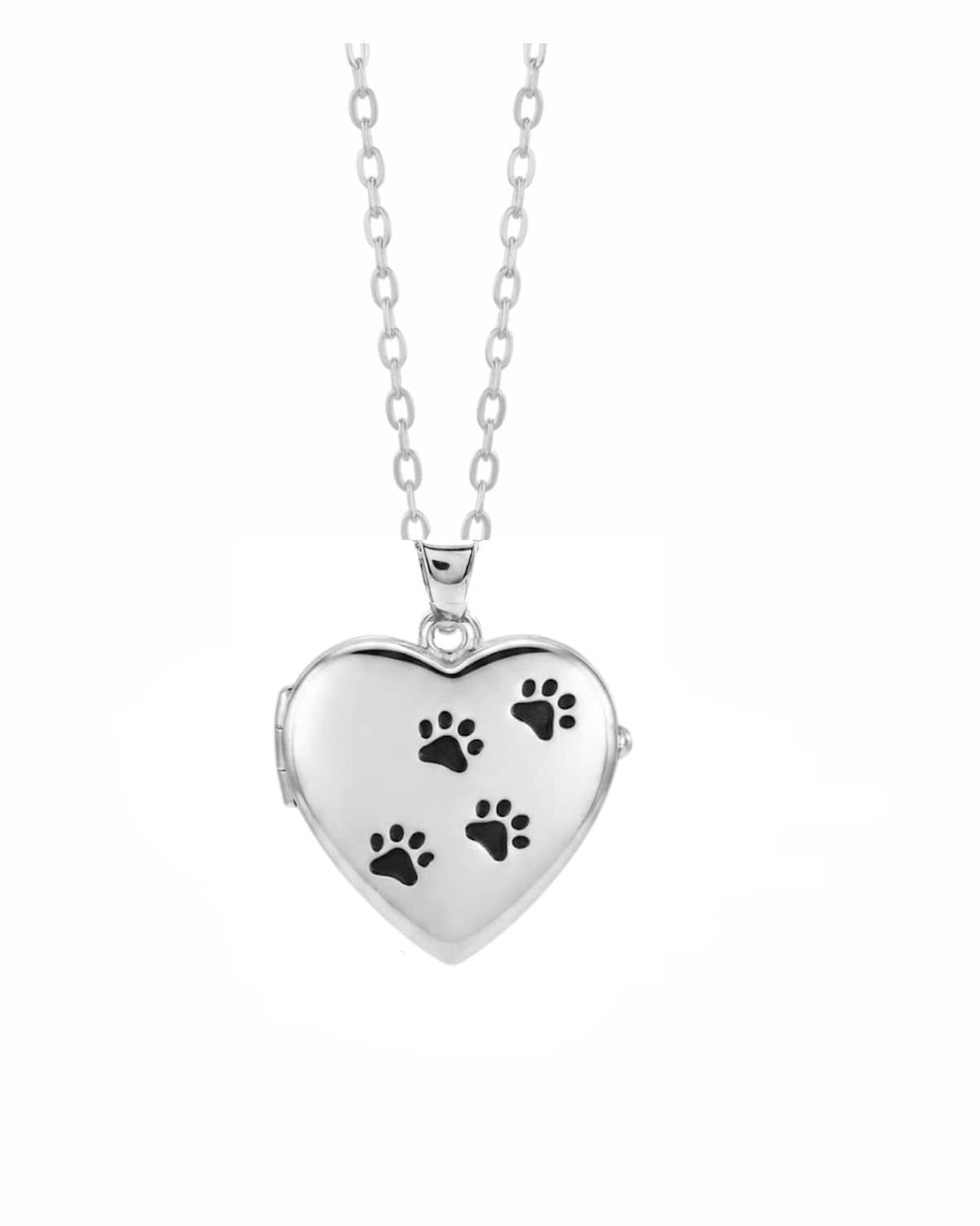 Cara Keepsakes Silver Locket Urns Black Paw Prints Paw Print Locket Urn