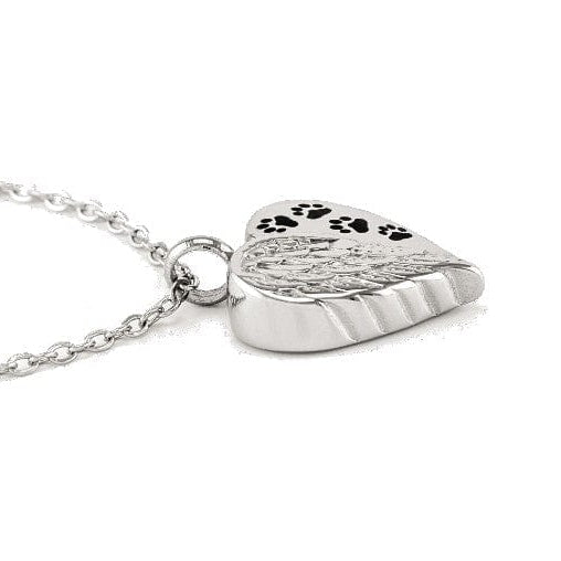 Cara Keepsakes Stainless Steel Stainless Steel Angel Wing Urn with Paw Prints
