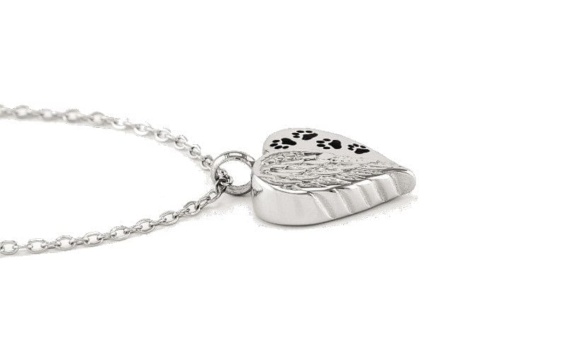 Cara Keepsakes Stainless Steel Stainless Steel Angel Wing Urn with Paw Prints