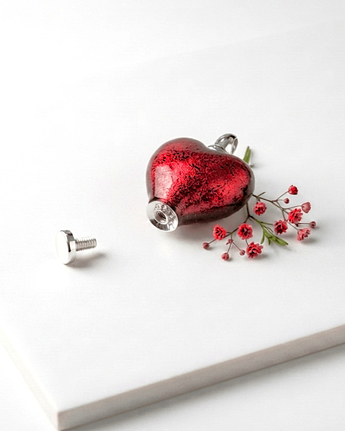 Cara Keepsakes Murano Glass Heart Urns Murano Glass Heart Urn - July