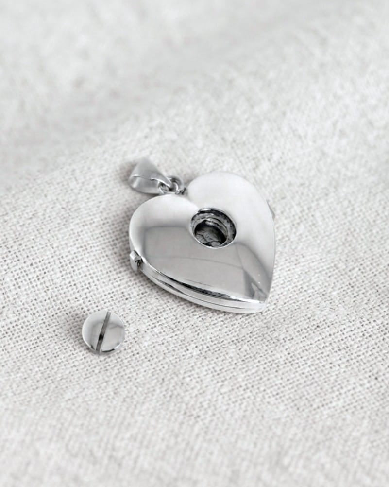 Cara Keepsakes Silver Locket Urns Silver Filigree Heart Locket Urn
