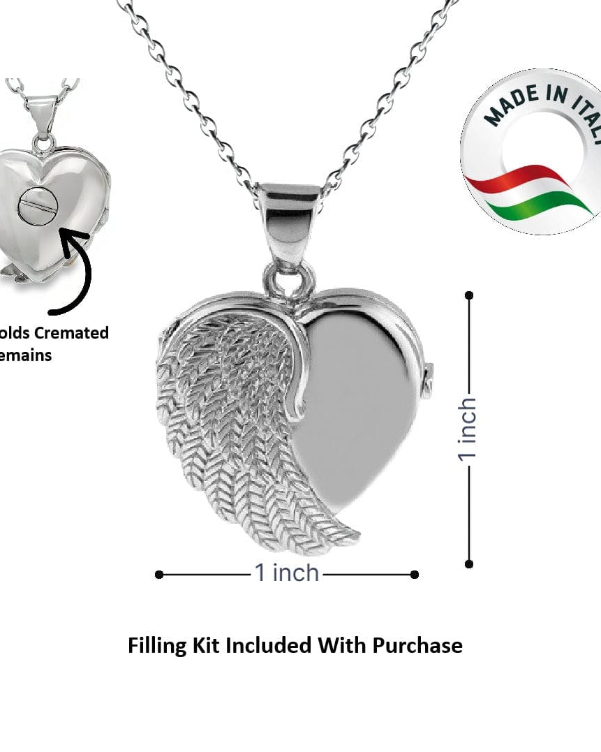 Cara Keepsakes Silver Locket Urns Silver Angel Wing Locket Urn