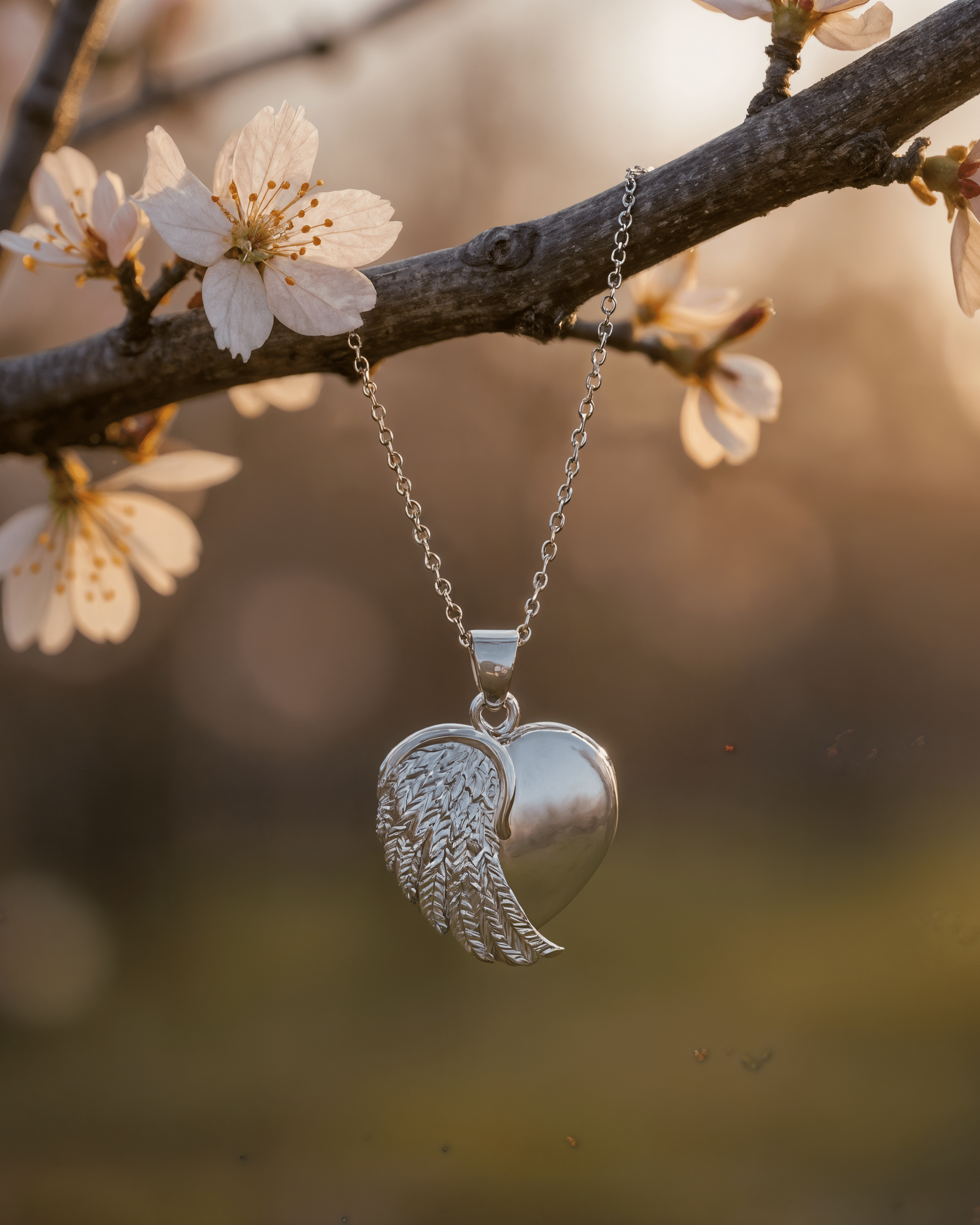 Cara Keepsakes Silver Locket Urns Silver Angel Wing Locket Urn