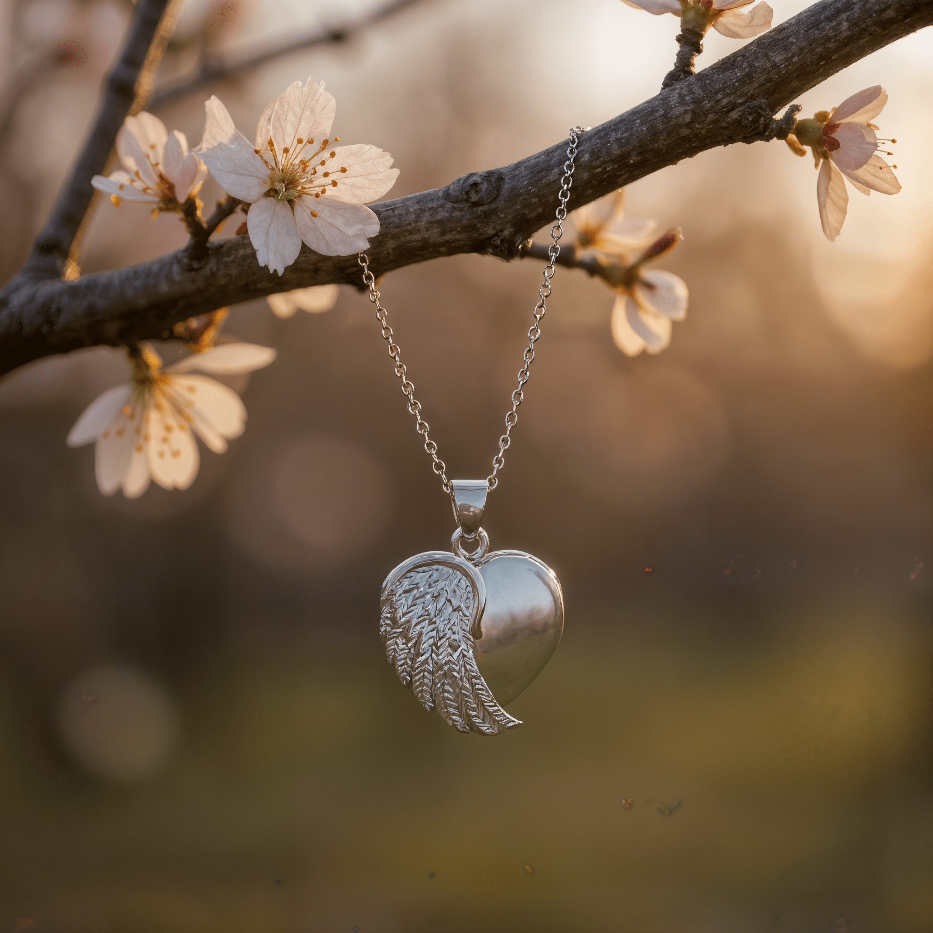 Cara Keepsakes Silver Locket Urns Silver Angel Wing Locket Urn