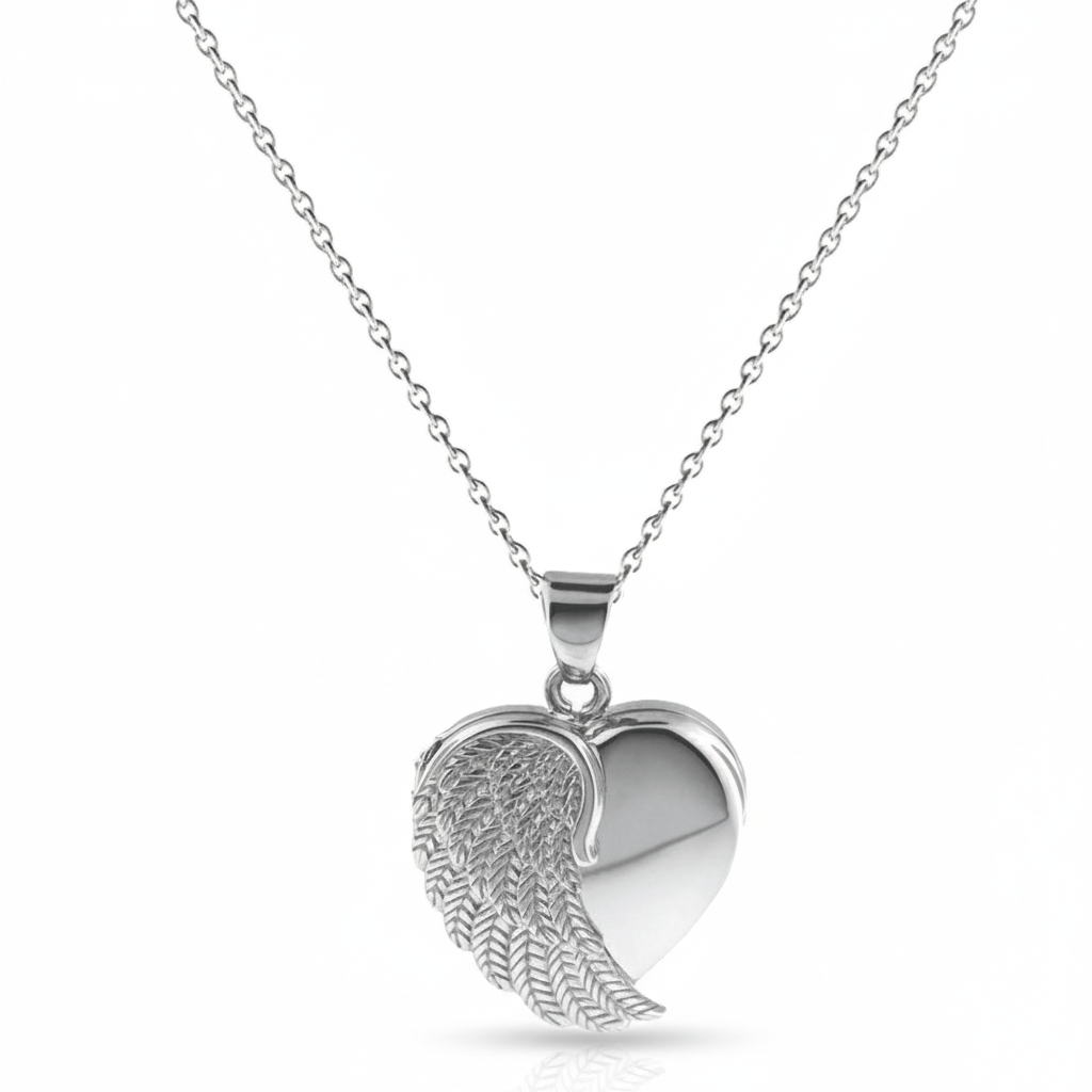 Cara Keepsakes Silver Pendant Urns Angel Wing Pendant Urn