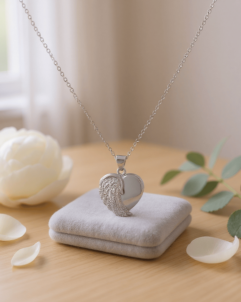 Cara Keepsakes Silver Pendant Urns Angel Wing Pendant Urn