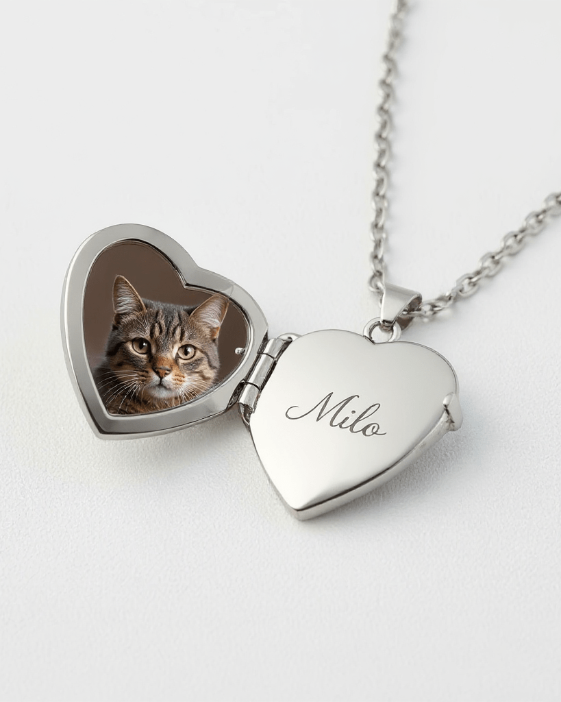 Cara Keepsakes Silver Locket Urns Cat Locket Urn