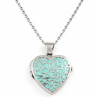 Cara Keepsakes Silver Locket Urns Turquoise Silver Filigree Heart Locket Urn