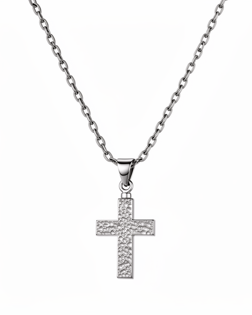 Cara Keepsakes Silver Pendant Urns Hammered Cross Pendant Urn