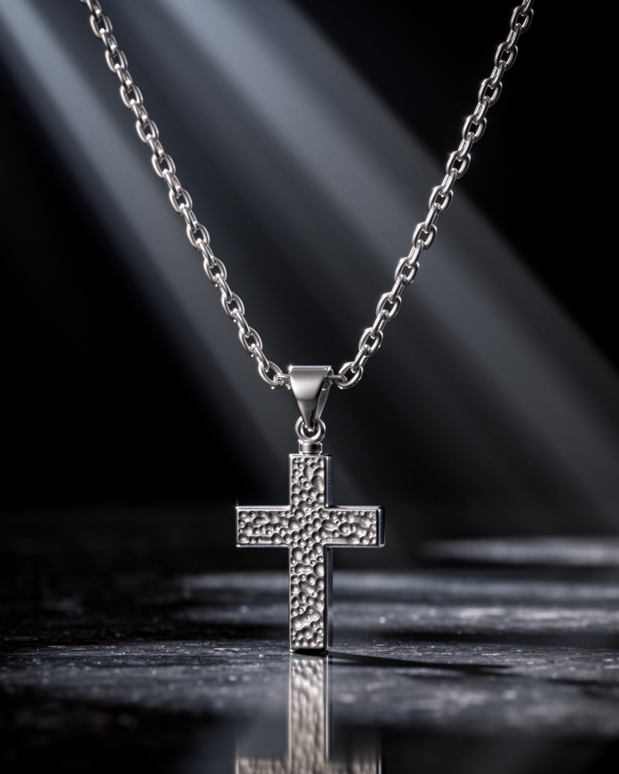 Cara Keepsakes Silver Pendant Urns Hammered Cross Pendant Urn