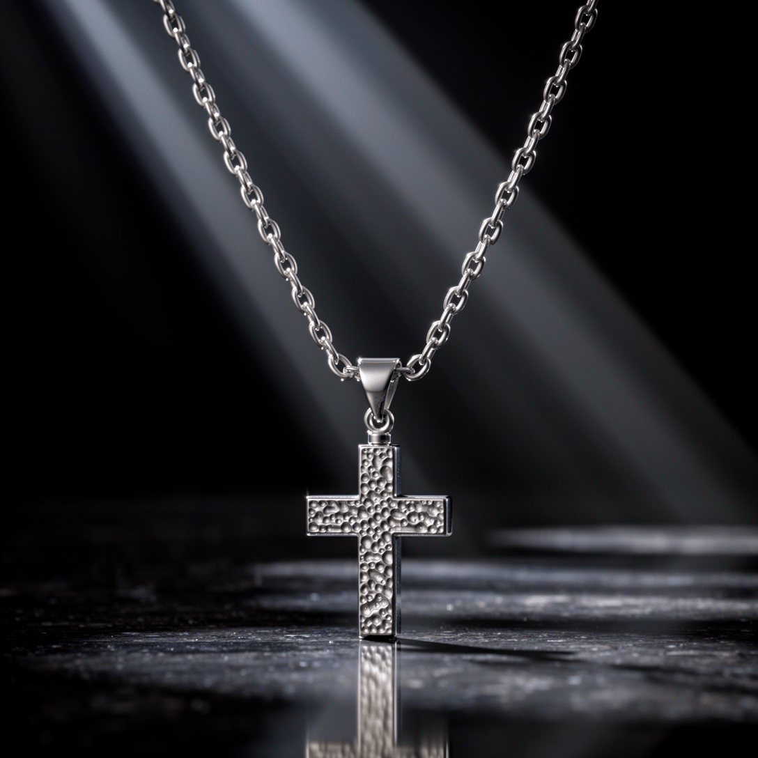 Cara Keepsakes Silver Pendant Urns Hammered Cross Pendant Urn