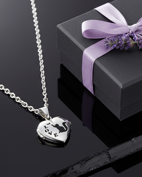 Cara Keepsakes Silver Locket Urns Cat Locket Urn