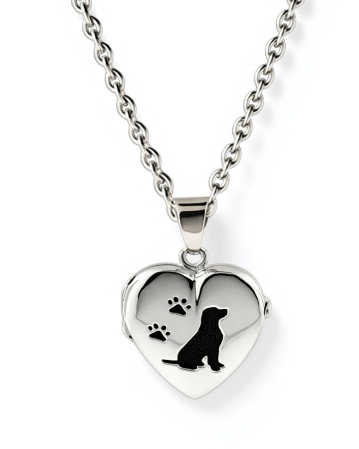 Cara Keepsakes Silver Locket Urns Black Dog Dog Locket Urn