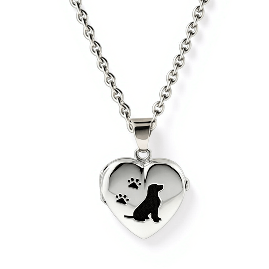 Cara Keepsakes Silver Locket Urns Black Dog Dog Locket Urn