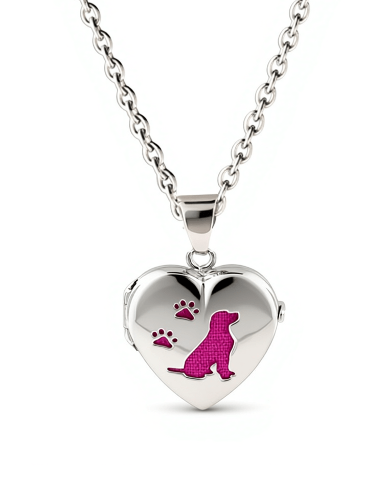 Cara Keepsakes Silver Locket Urns Pink Dog Dog Locket Urn
