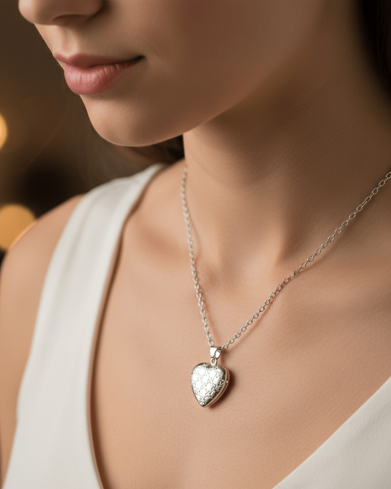 Cara Keepsakes Silver Locket Urns Silver Heart Locket Urn - Diamond Cut