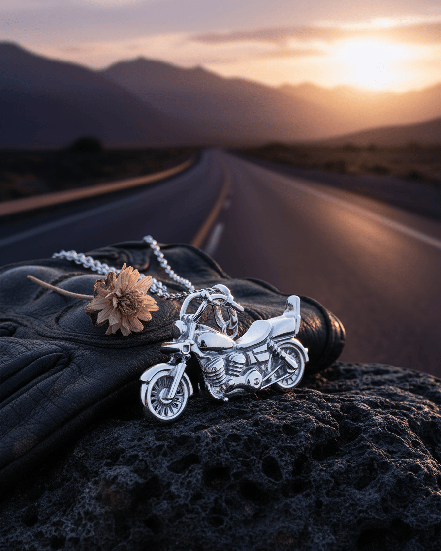 Cara Keepsakes Silver Pendant Urns Motorcycle Pendant Urn