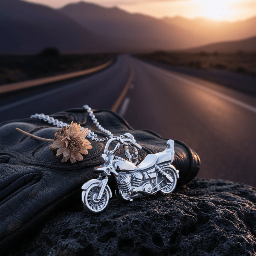 Cara Keepsakes Silver Pendant Urns Motorcycle Pendant Urn