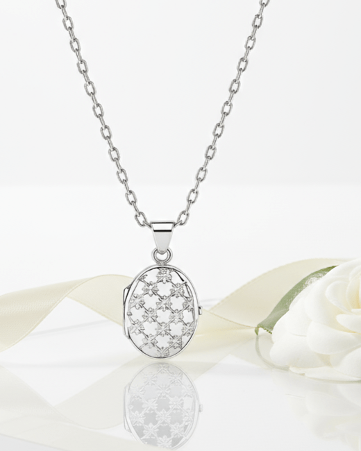 Cara Keepsakes Silver Locket Urns Oval Locket Urn - Diamond Cut