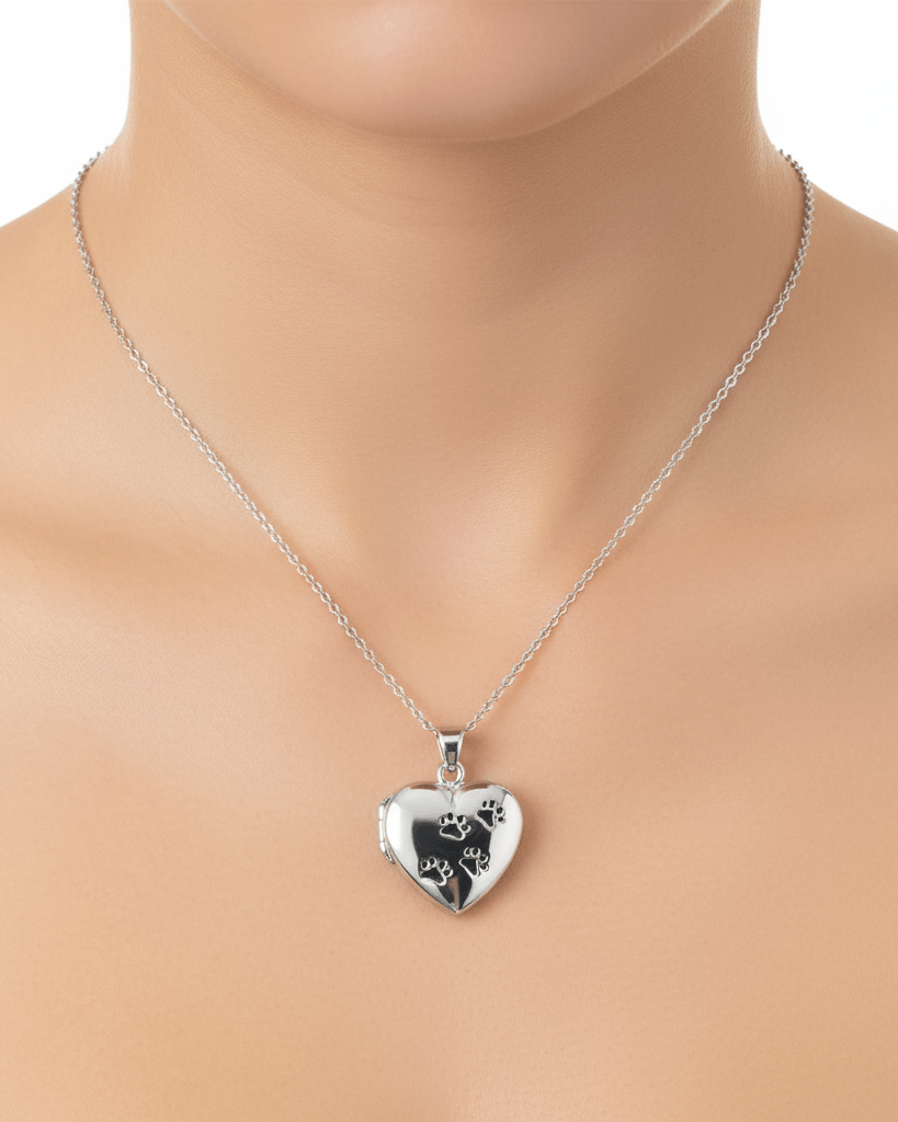 Cara Keepsakes Silver Locket Urns Paw Print Locket Urn