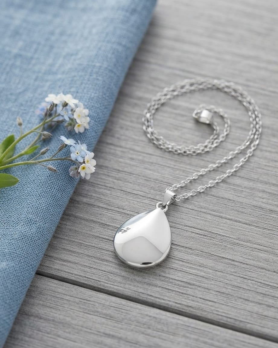 Cara Keepsakes Silver Pendant Urns Silver Teardrop Pendant Urn