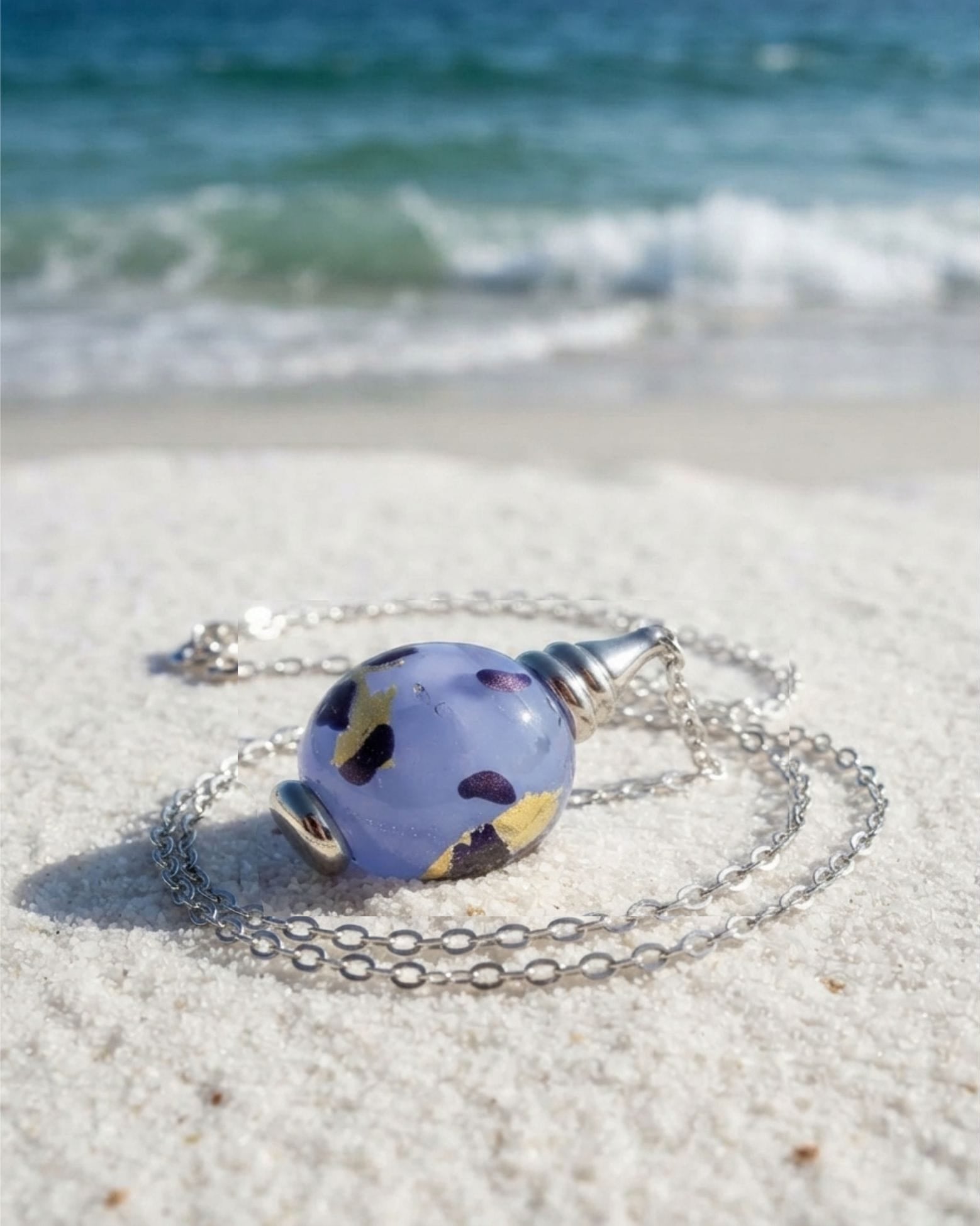Cara Keepsakes Murano Glass Pendant Urns Murano Glass Pendant - 'Ocean Mist' Olive