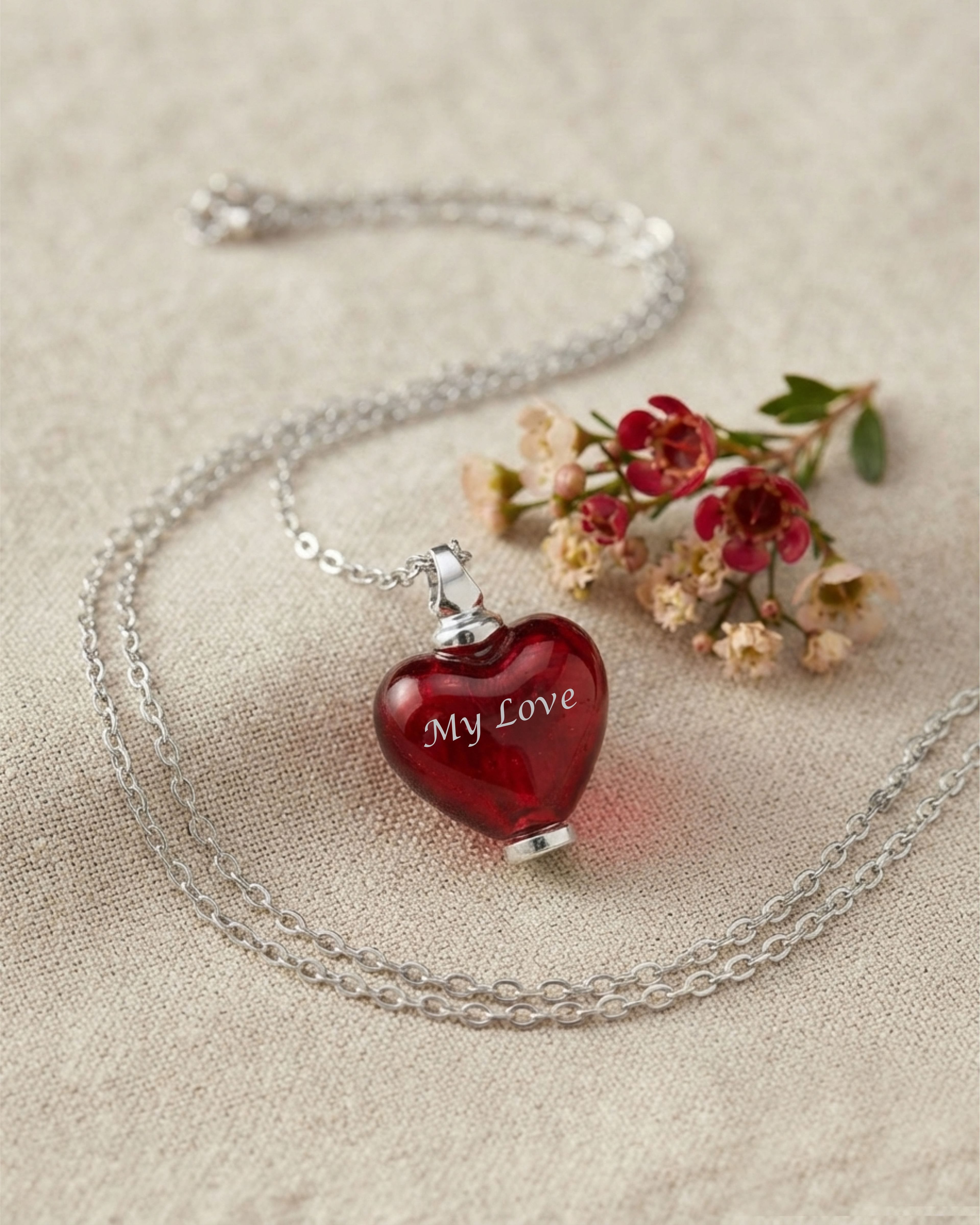 Cara Keepsakes Murano Glass Heart Urns Murano Glass Heart Urn - July
