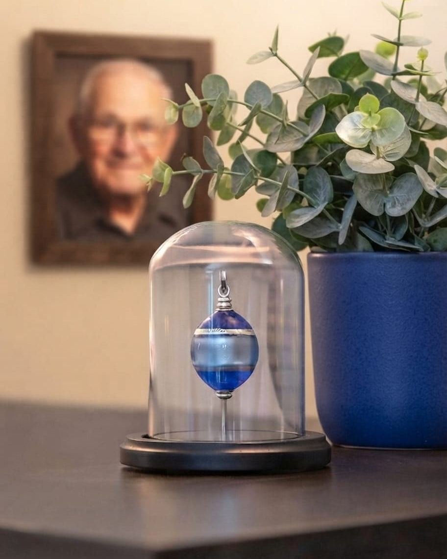 Cara Keepsakes Keepsake Urn Mini Urn with Glass Dome Keepsake Urn - "Serenity" (Olive Shaped)