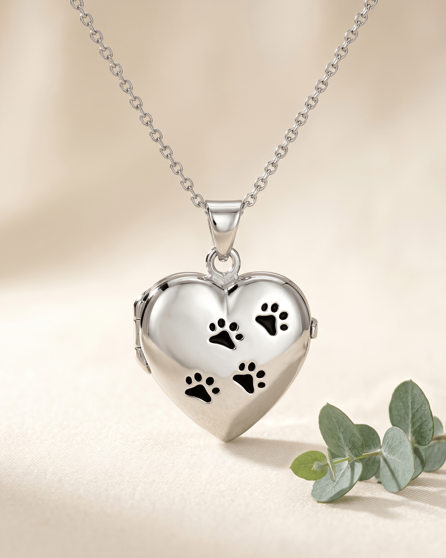 Cara Keepsakes Silver Locket Urns Paw Print Locket Urn