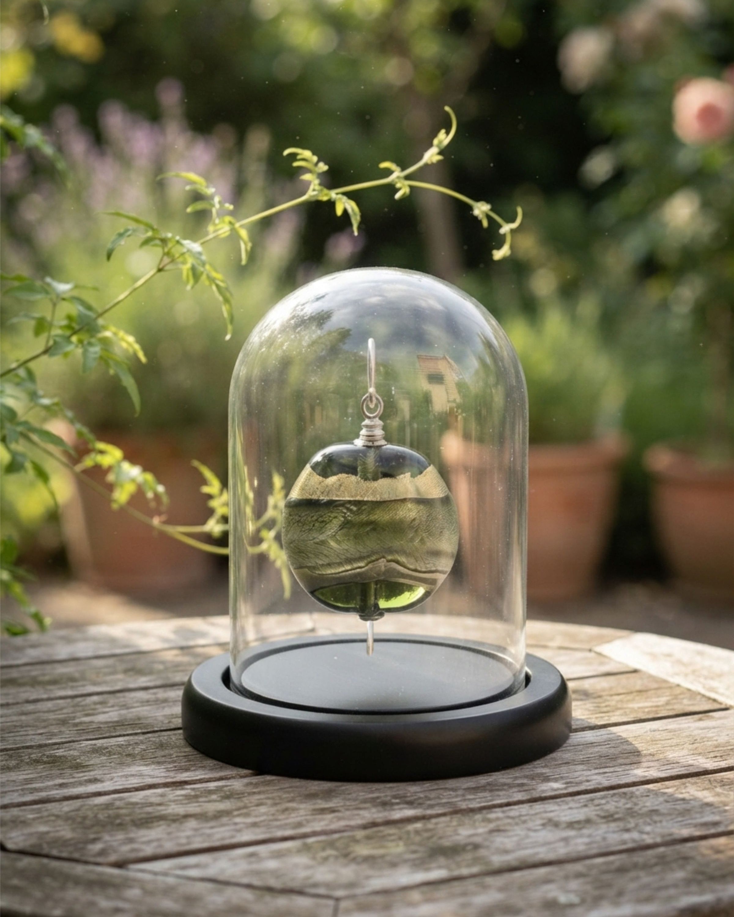 Cara Keepsakes Keepsake Urn Mini Urn with Glass Dome Keepsake Urn - "In the Garden"