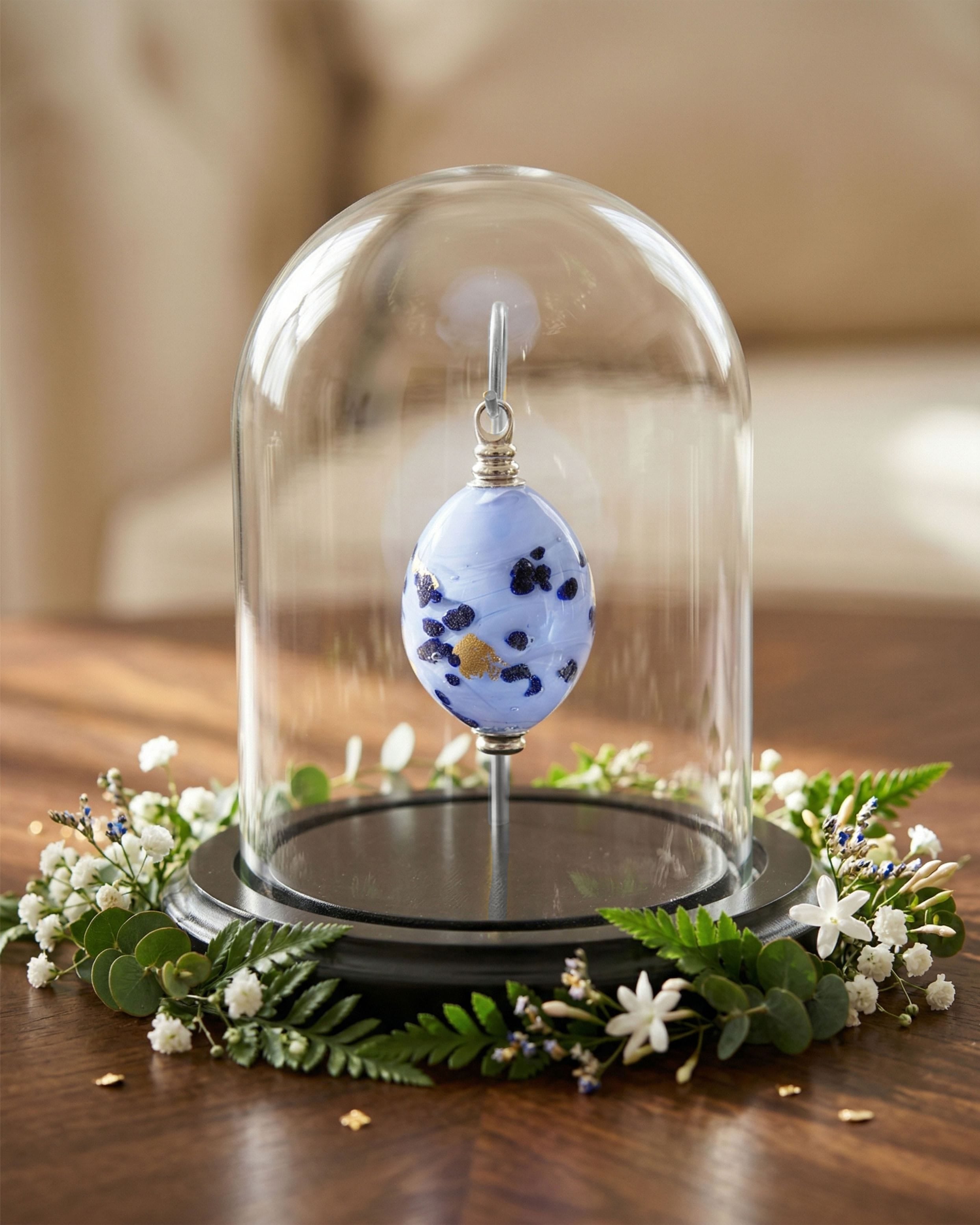 Cara Keepsakes Keepsake Urn Mini Urn with Glass Dome Keepsake Urn - "Ocean Mist"
