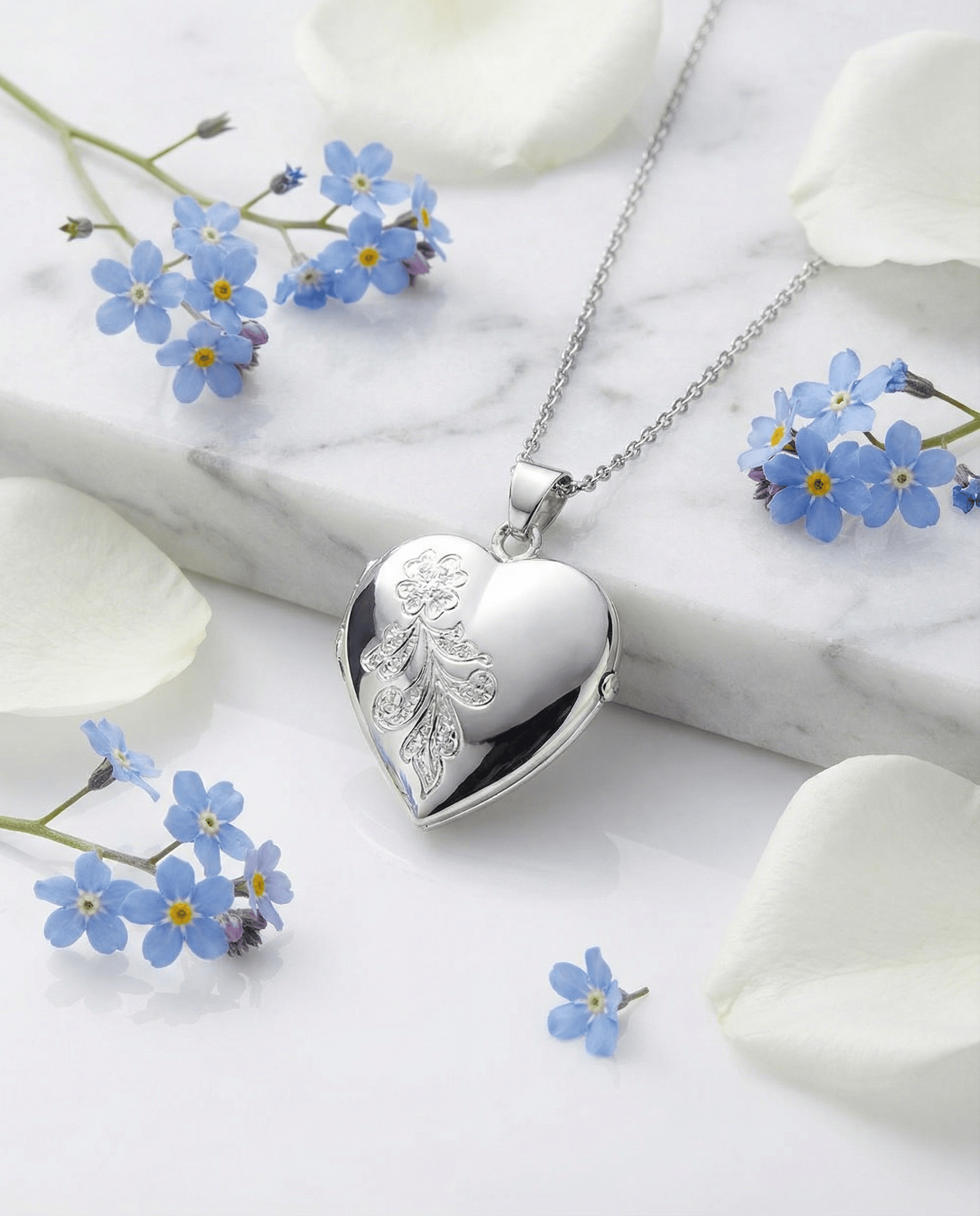 Cara Keepsakes Silver Locket Urns 'Forget Me Not' Locket Urn