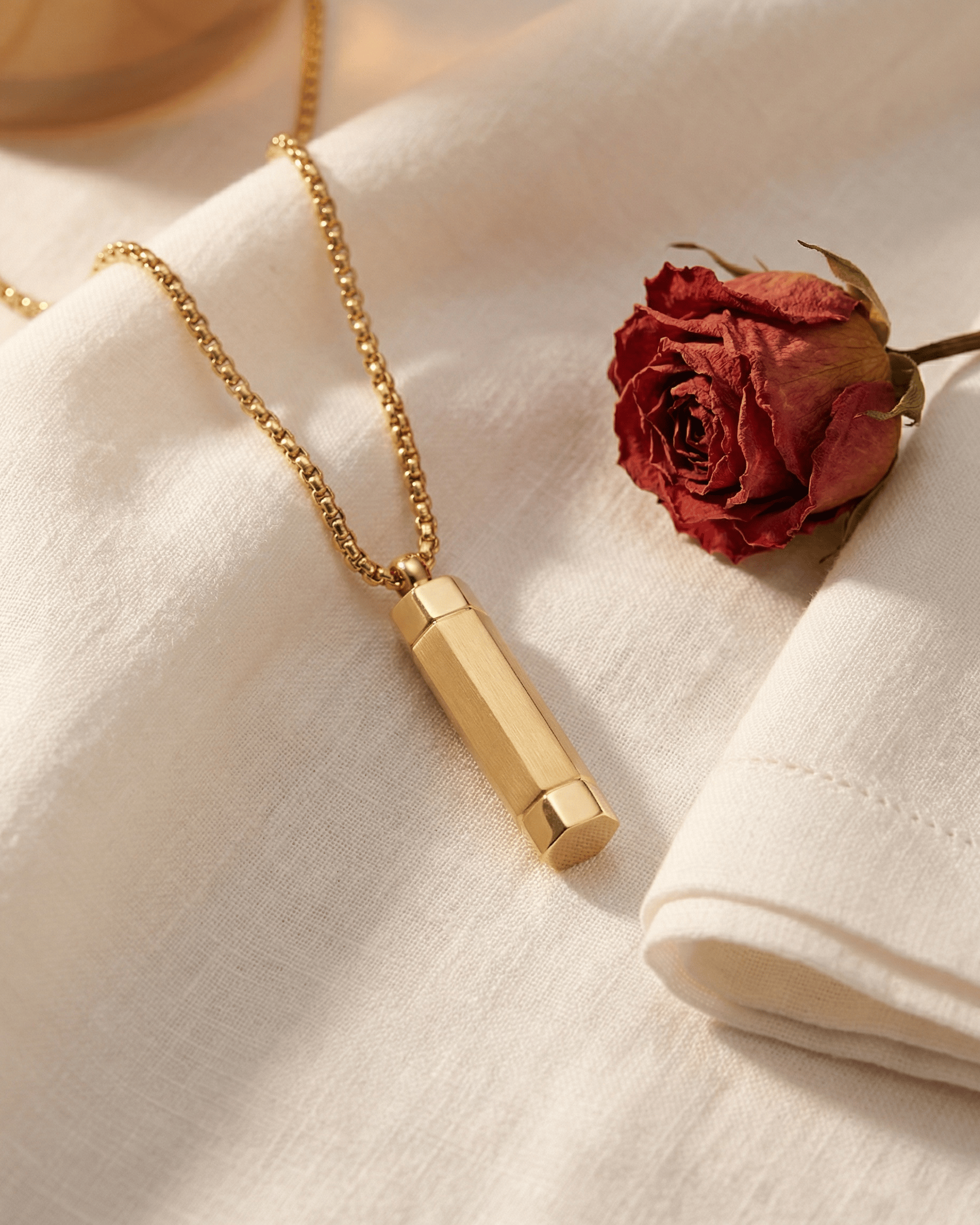 Cara Keepsakes Stainless Steel Gold-Plated Tag Cylinder