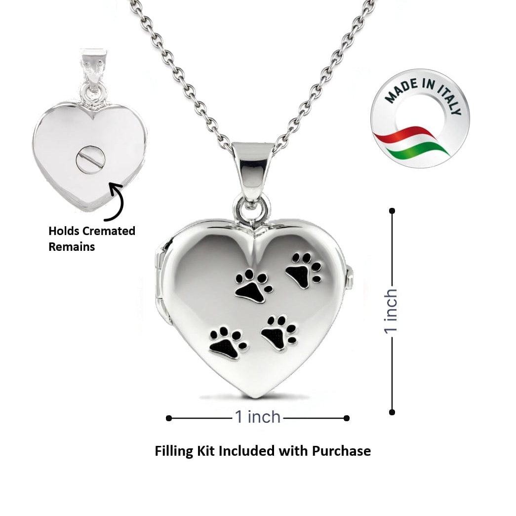 Cara Keepsakes Silver Locket Urns Paw Print Locket Urn