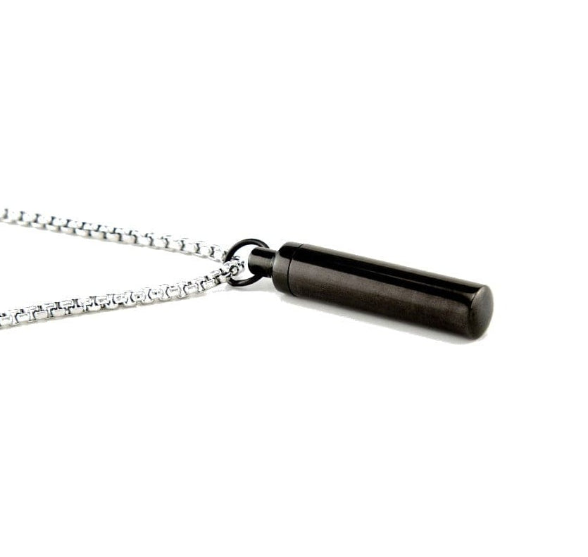 Cara Keepsakes Stainless Steel Black Stainless Steel Cylinder Urn