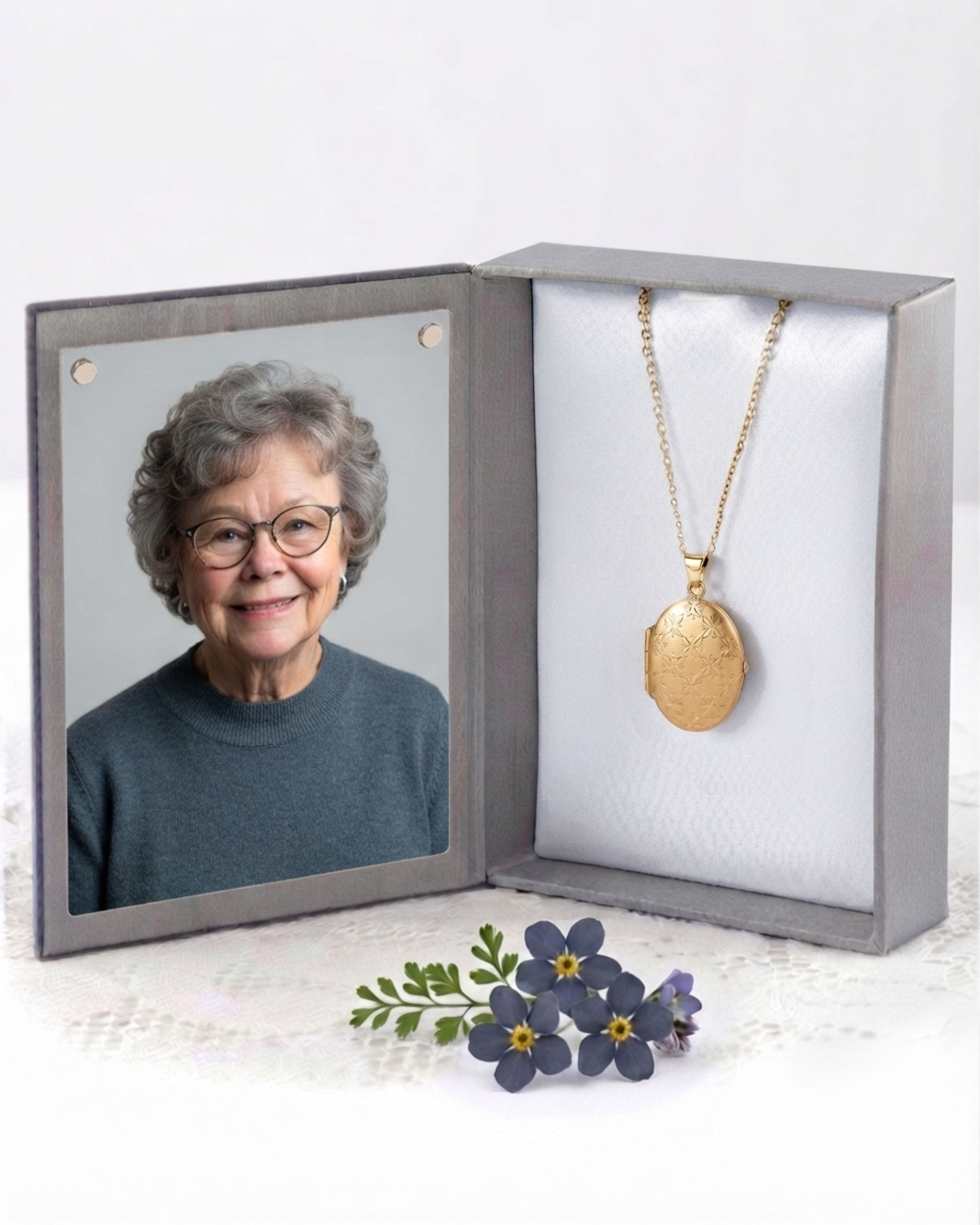 Cara Keepsakes Gold Locket Urns Gold Oval Locket Urn - Diamond Cut (10K)