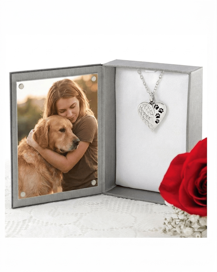 Cara Keepsakes Stainless Steel Stainless Steel Angel Wing Urn with Paw Prints