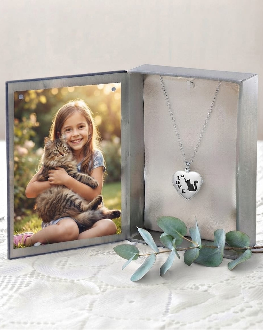 Cara Keepsakes Silver Locket Urns Cat Locket Urn